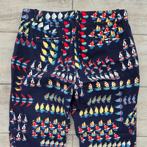 J. Crew Collection Cafe Regatta Canvas Sailboat Pattern Capri Pants Nautical 0 - Picture 5 of 8